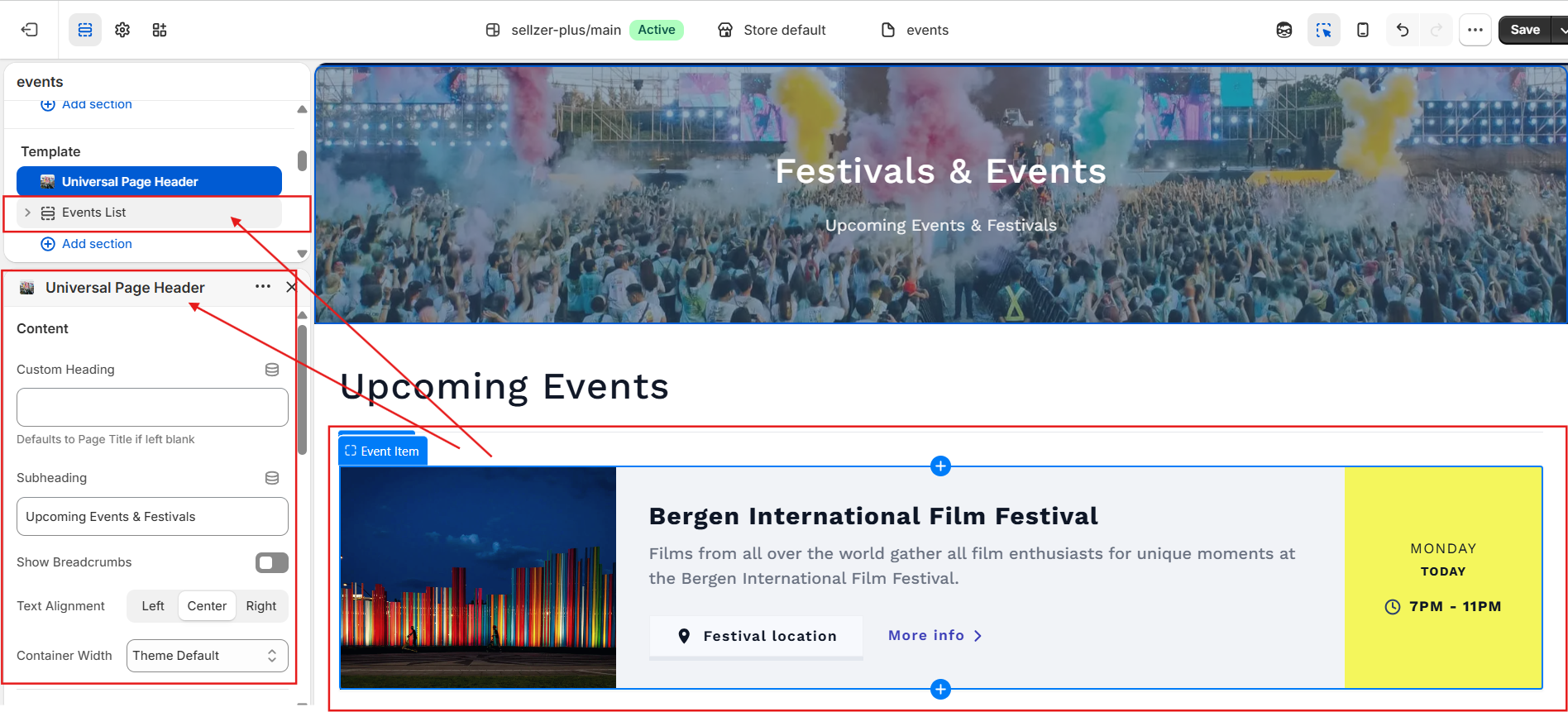 Events List Standard Layout